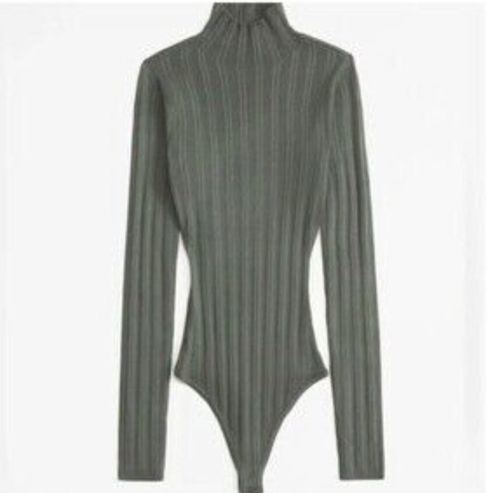 Abercrombie & Fitch olive Ribbed Long Sleeve Top